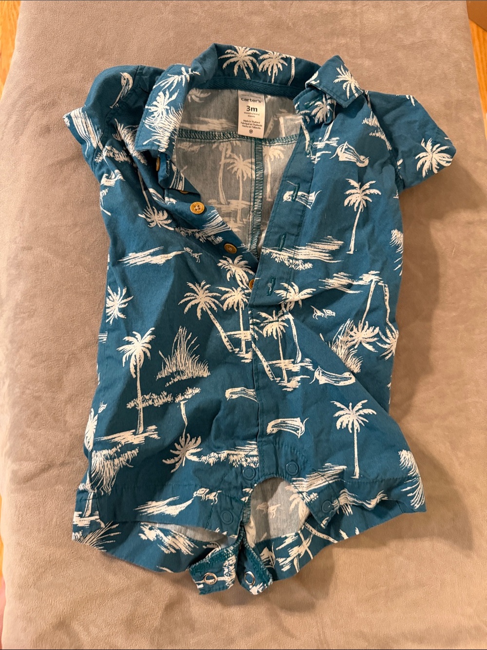 Carter's Teal and White Palm Print One-Piece
